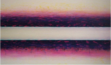 Into Space Magenta yellow 2012 13 Acryl auf Leinwand 102 x 153 cm