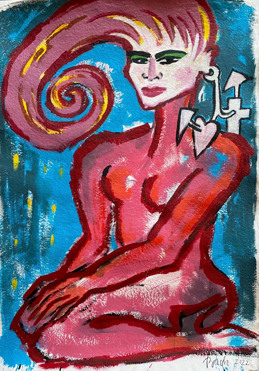 ELVIRA BACH I Tuerkisblau I 2022 I Acryl auf Papier I