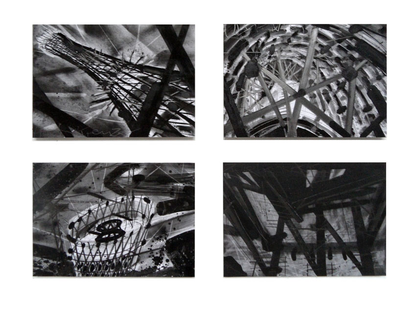 5 Constantin Jaxy 4 Zeichnungen Mischtechnik auf Papier Holz 40 x 60 cm 2011