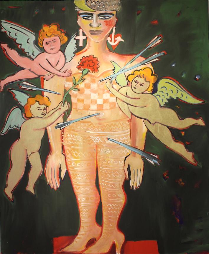 Elvira Bach: Der Kern der Zivilisation liegt in ihrer Unnatürlichkeit, 2001-2004, Acryl auf Leinwand, 230 x 190 cm