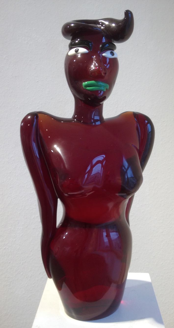 Elvira Bach: Rote Glasskulptur, Muranoglas, 57 x 27 x 12 cm