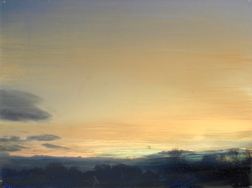 Hermann Weber: Kleine Landschaft I, Foto/ Öl, übermalt, 15 x 20 cm