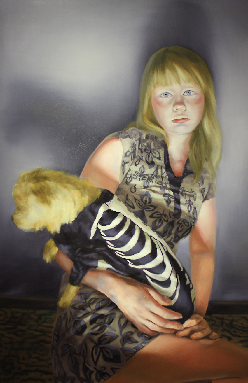 Simone Haack, Mädchen mit Hund, 130 x 85 cm