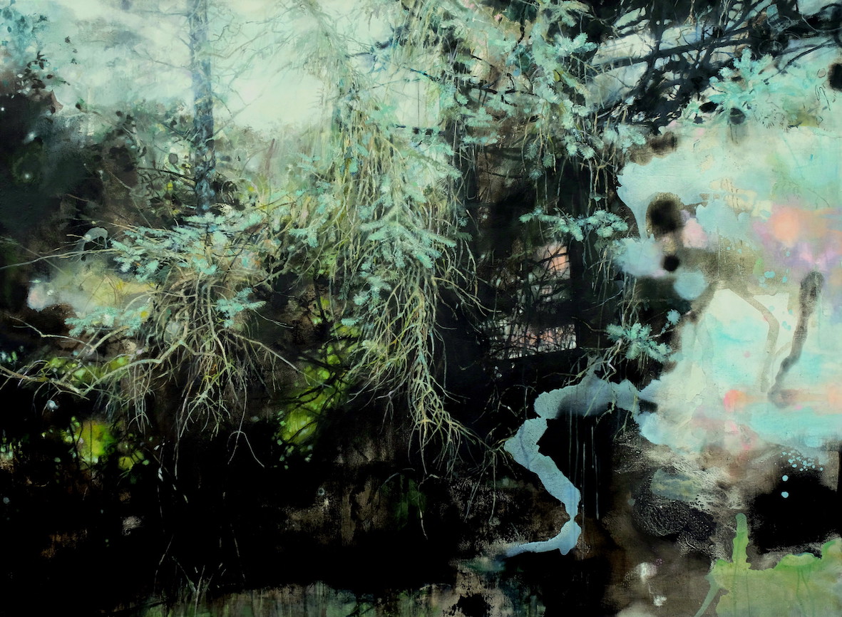 Wo der Wald blüht, 2016, H 140 x B 190 cm, oil on canvas 