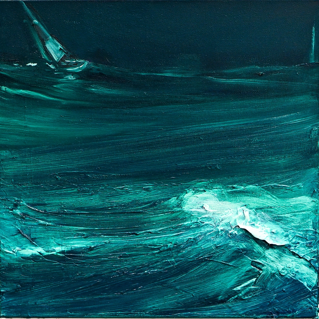 Sigrid Nienstedt - Seestück - Dunkelgrün - Öl auf Leinwand, 40 x 40 cm, 2020 