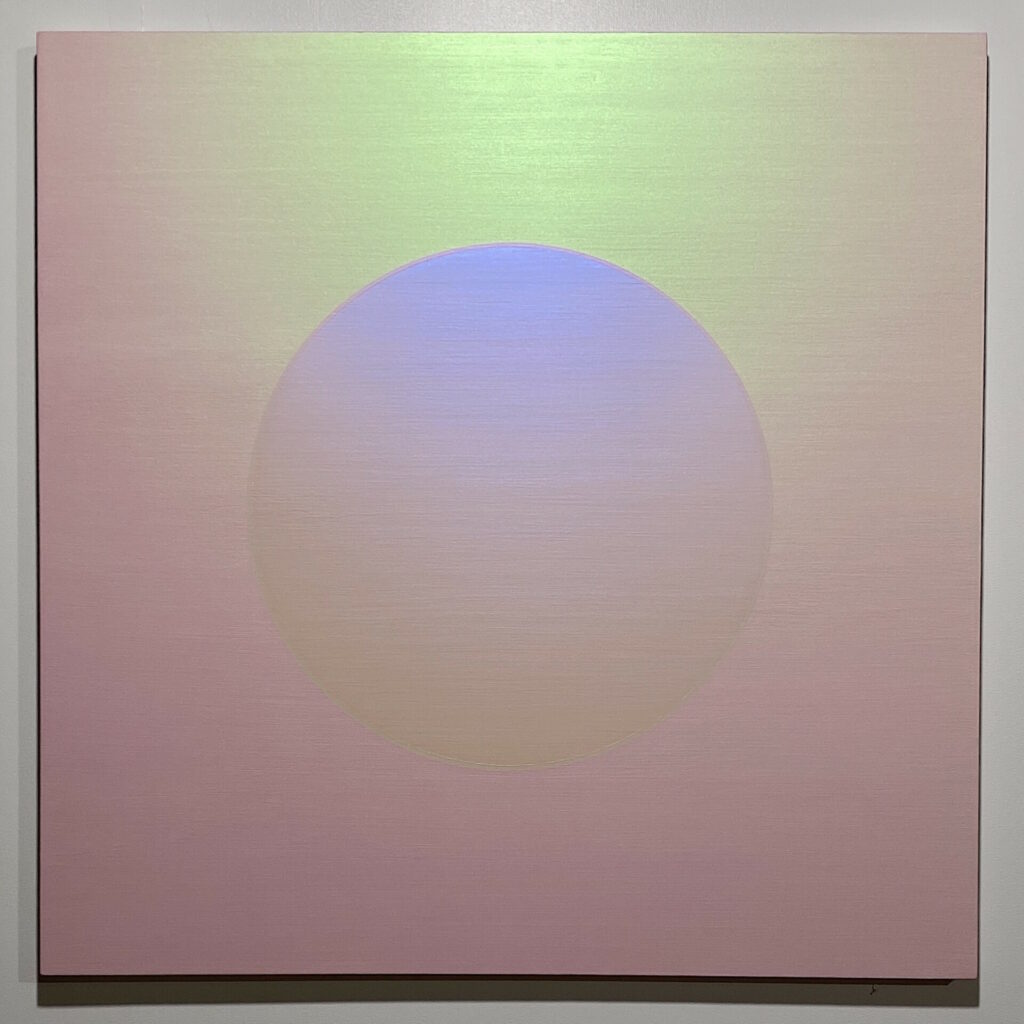 shingo francis blue ball spinning free 2022 oel auf leinwand 73x73cm