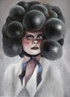 SIMONE HAACK - Black Balls, 2022, Öl auf Leinwand,18 x 13 cm