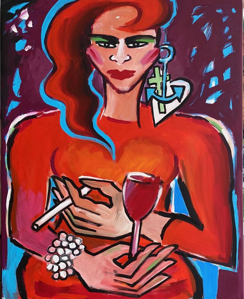 ELVIRA BACH | sophisticated lady 1 ELVIRA BACH Gegenangriff 2023 Acryl auf Leinwand 100 x 80 cm EUR