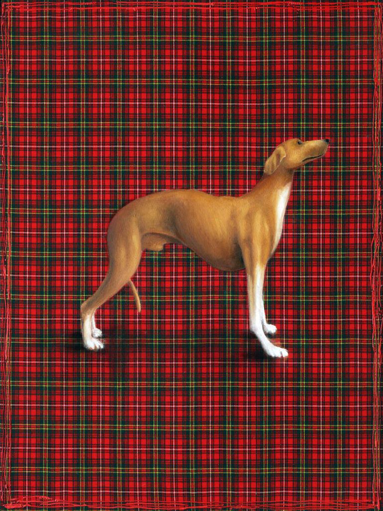 Lauterjung Nightingale of Goldenblue Acryl Oel auf schottischen Hay Tartan ueber Holz 200 x 150 cm 2004 Kopie 2