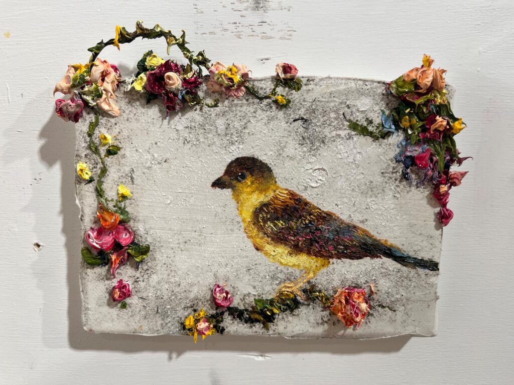 BERND SCHWARTING Der Atelierbesucher I 2025 Oel auf Leinwand 15 x 19 cm