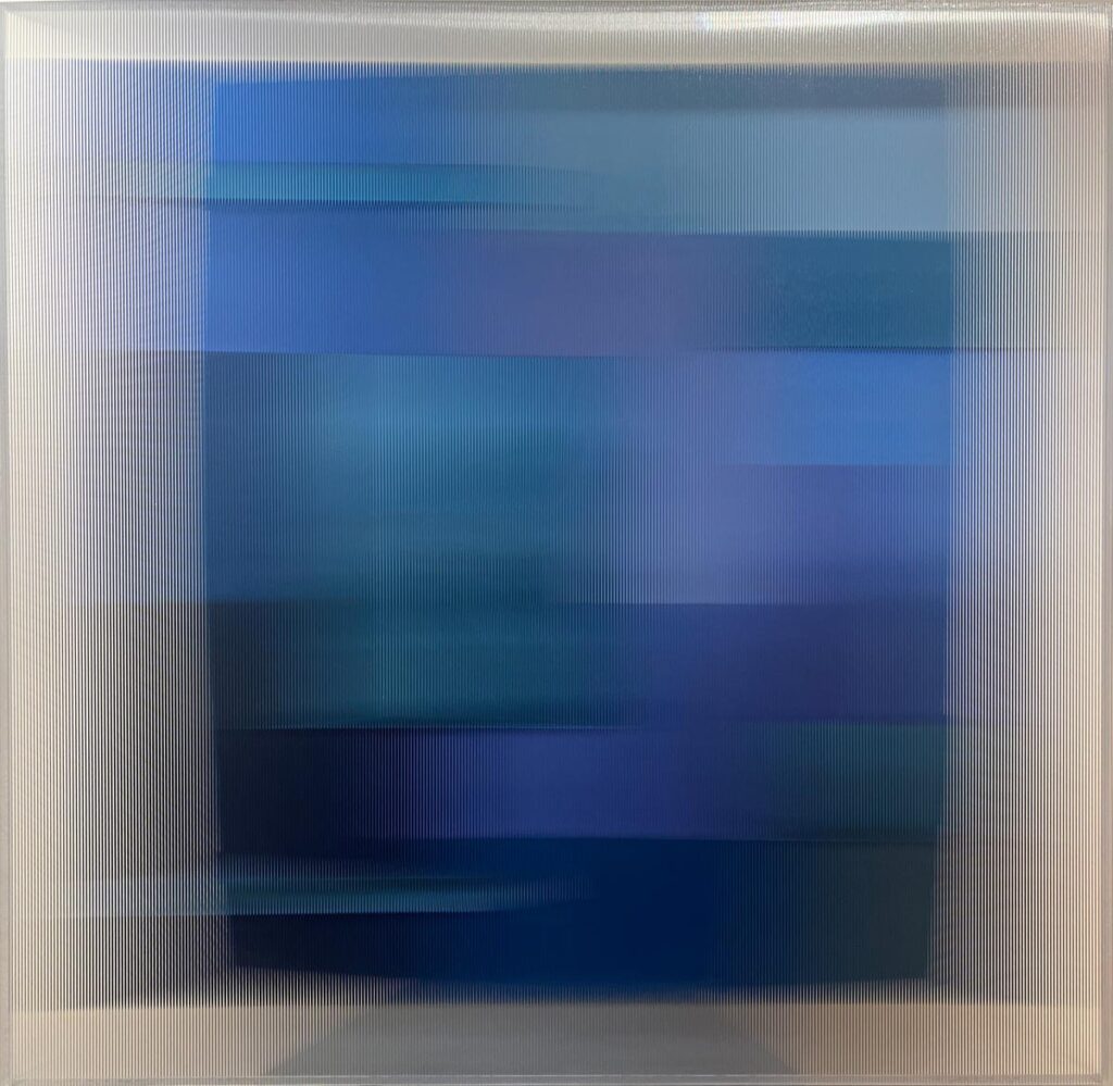 CHRISTIANE GRIMM Ins Blaue II 2022 Mischtechnik und Acrylglas 60 x 60 x 10 cm