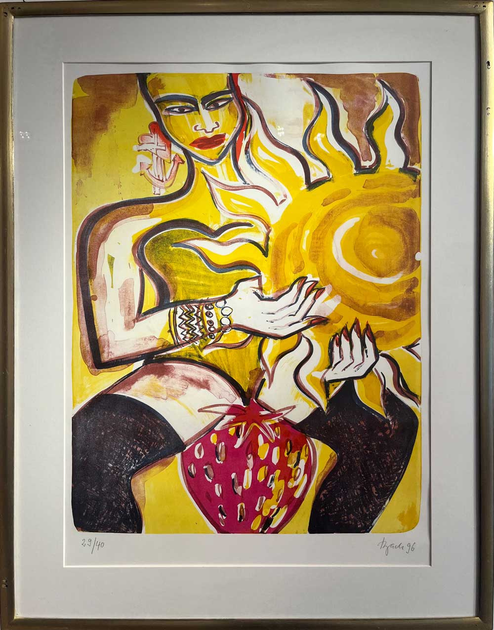 ELVIRA BACH o. T. mit Sonne 1996 Lithografie 29 40 web