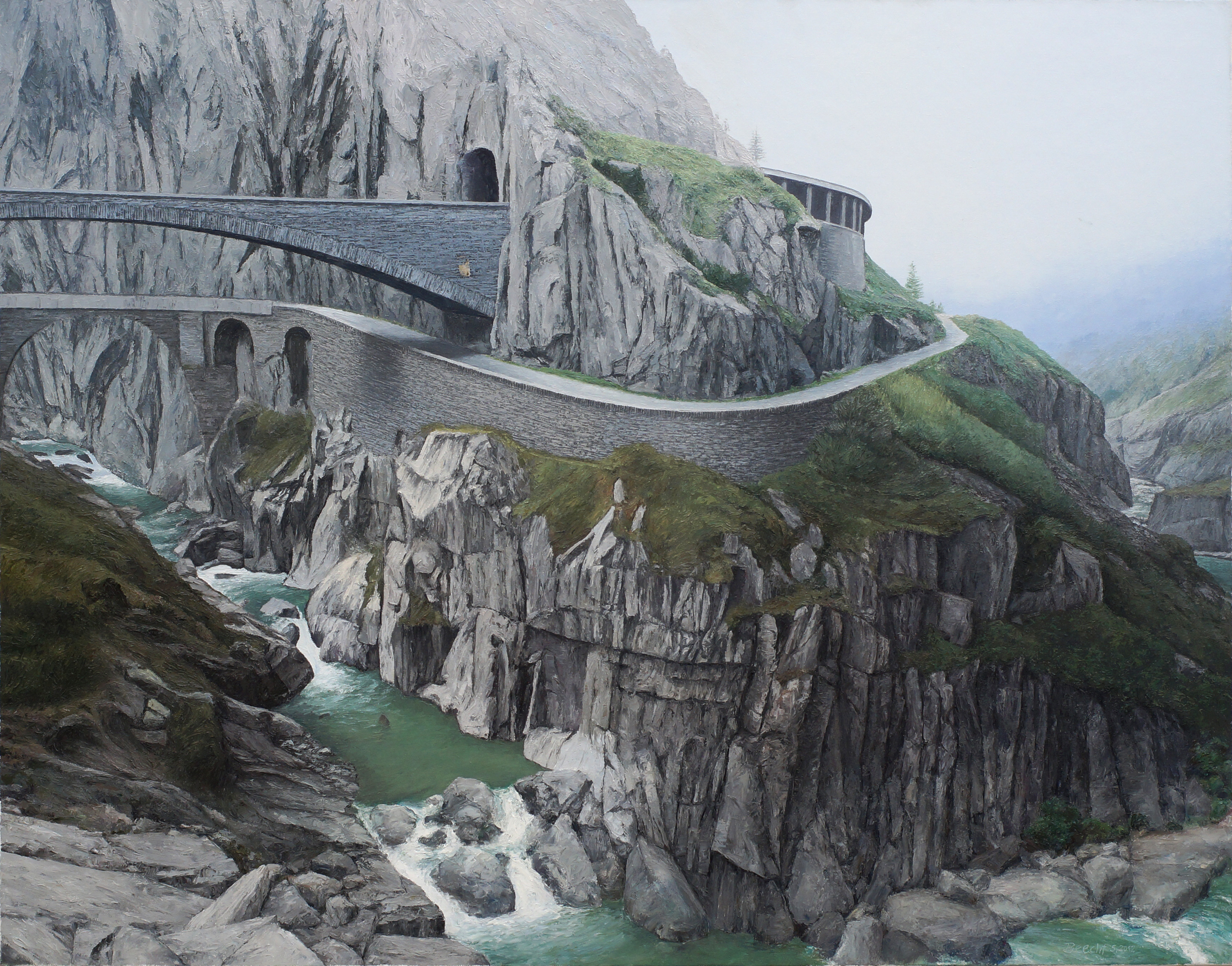 Teufelsbrücke, Öl auf Leinwand 110 x 140 cm